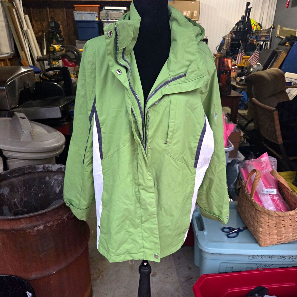 ZeroXposur Men's Hooded Colorblock Zip Jacket w/ Pockets Green/White XL
